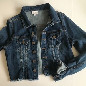 Shyanne denim fray jacket M dark wash western style Jean jacket frayed M